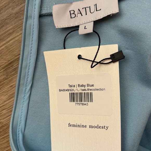 Batul The Collection NWT Talia Baby Blue Modesty Long Sleeve Maxi Dress Large - Picture 9 of 13
